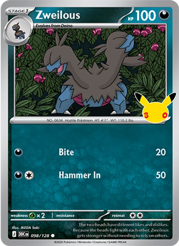 Zweilous — 30th Celebration #098 (Pokémon TCG card)