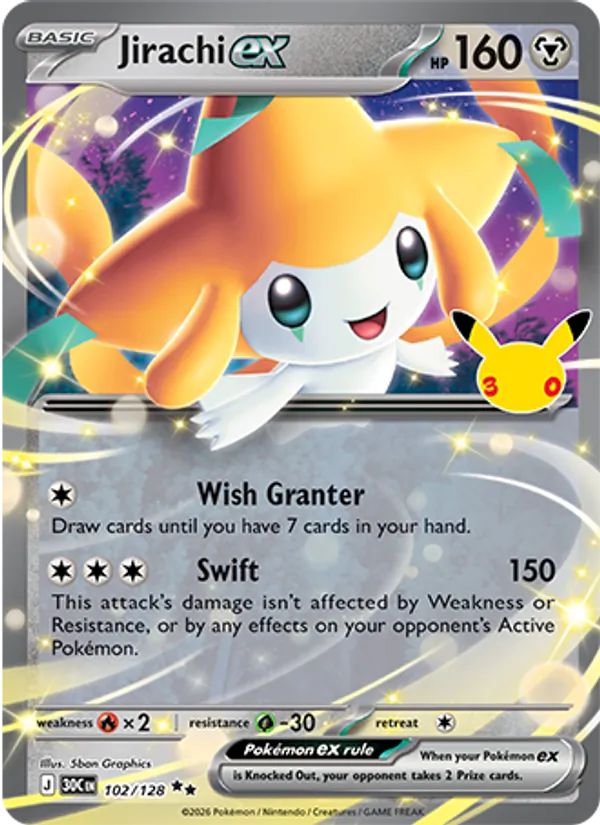 Jirachi ex — 30th Celebration #102 (Pokémon TCG card)