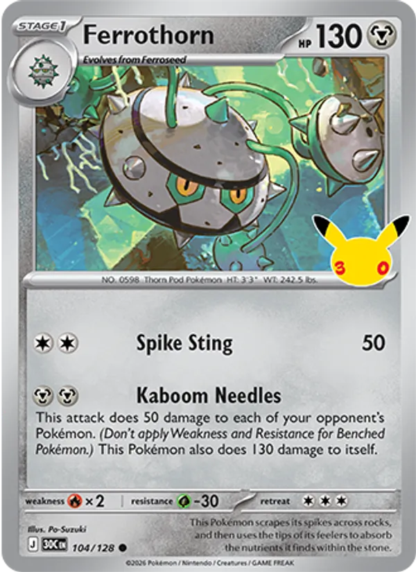 Ferrothorn — 30th Celebration #104 (Pokémon TCG card)