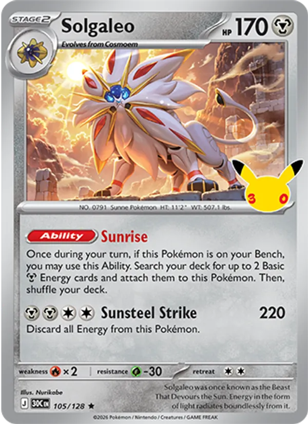 Solgaleo — 30th Celebration #105 (Pokémon TCG card)