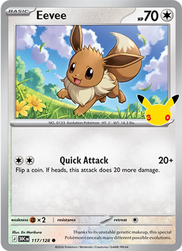 Eevee — 30th Celebration #117 (Pokémon TCG card)