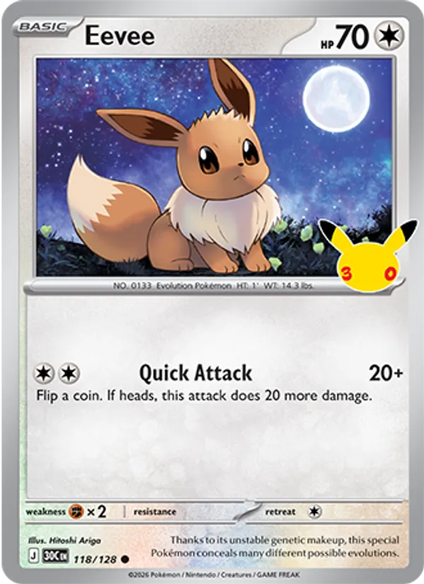 Eevee — 30th Celebration #118 (Pokémon TCG card)