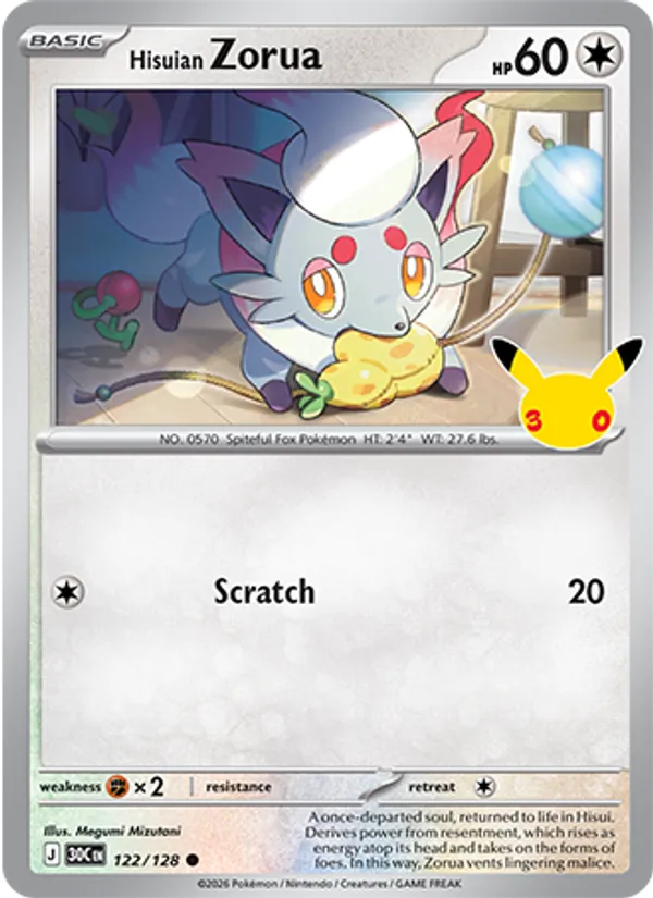 Hisuian Zorua — 30th Celebration #122 (Pokémon TCG card)
