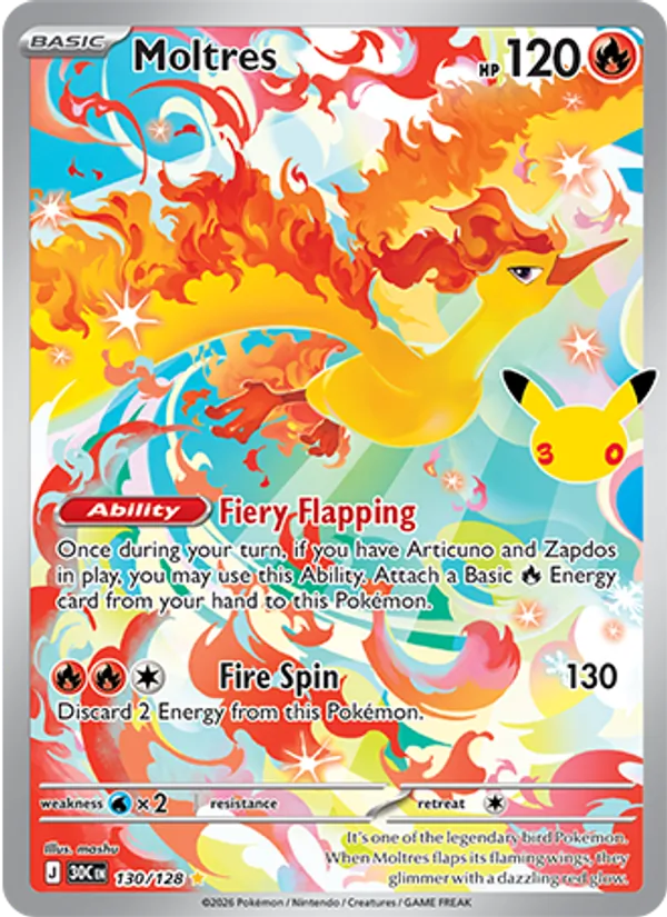 Moltres — 30th Celebration #130 (Pokémon TCG card)