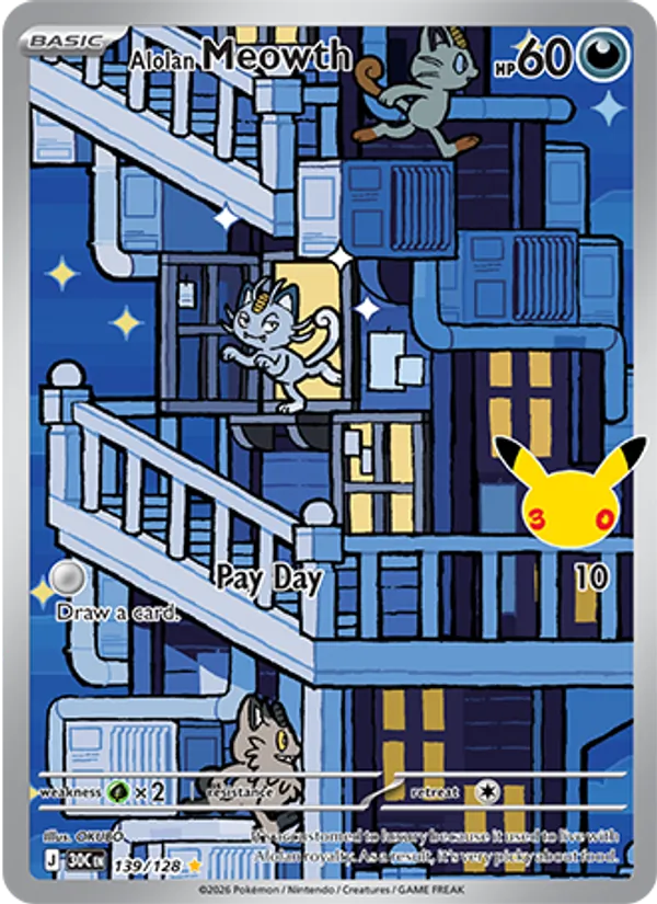 Alolan Meowth — 30th Celebration #139 (Pokémon TCG card)