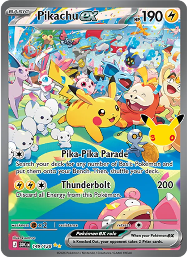 Pikachu ex — 30th Celebration #149 (Pokémon TCG card)