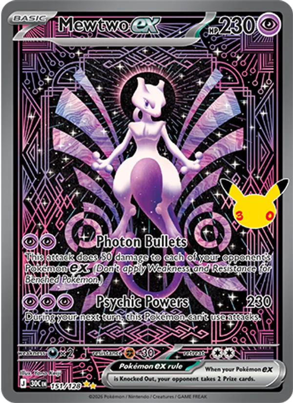 Mewtwo ex — 30th Celebration #151 (Pokémon TCG card)