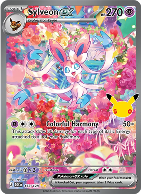 Sylveon ex — 30th Celebration #153 (Pokémon TCG card)