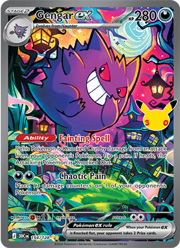 Gengar ex — 30th Celebration #154 (Pokémon TCG card)