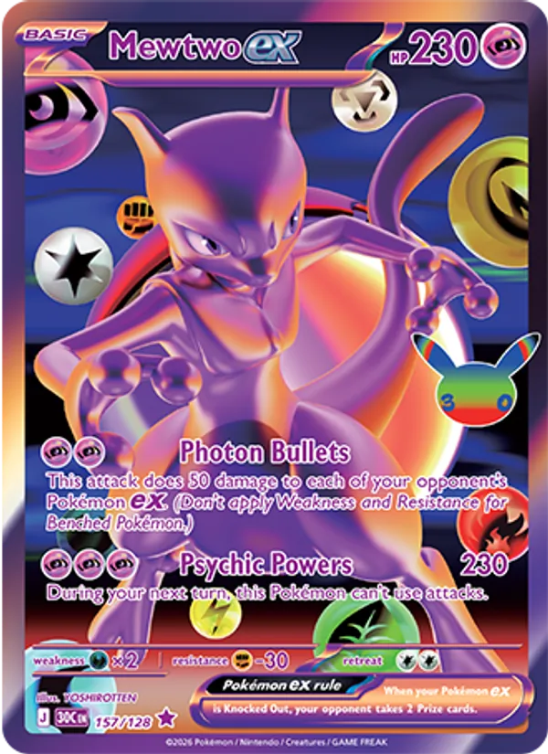 Mewtwo ex — 30th Celebration #157 (Pokémon TCG card)