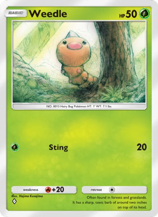 Weedle — Genetic Apex #008 (Pokémon TCG card)