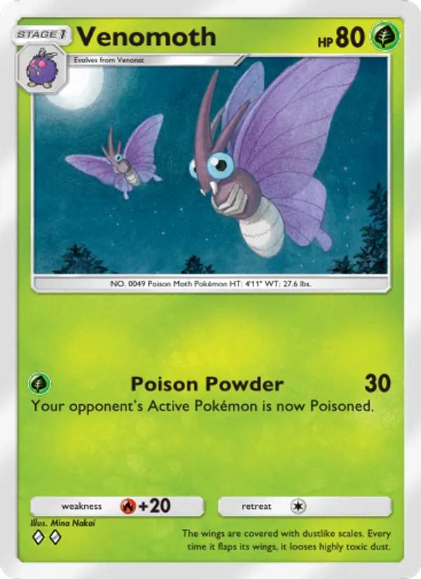Venomoth — Genetic Apex #017 (Pokémon TCG card)