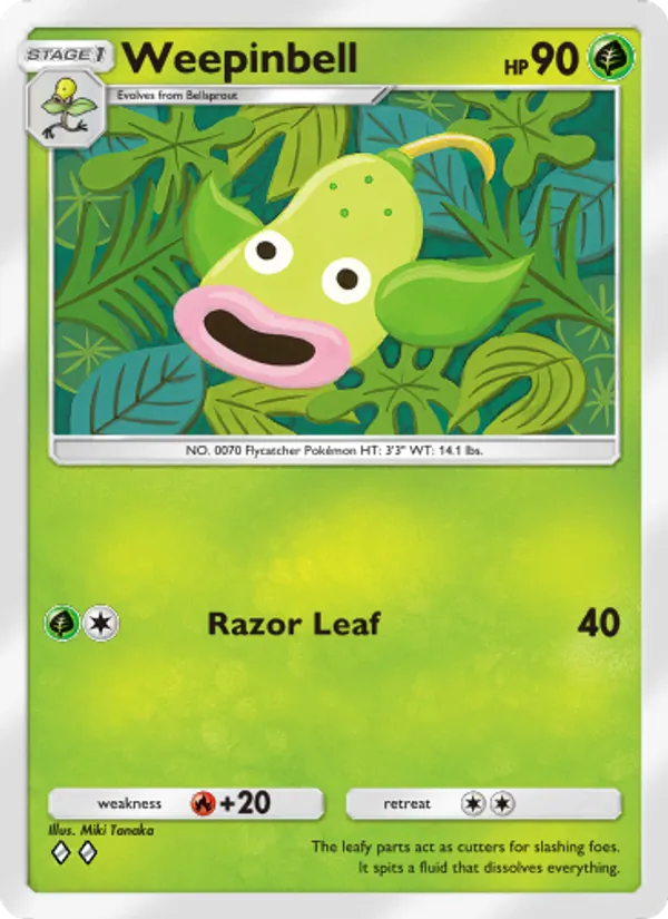 Weepinbell — Genetic Apex #019 (Pokémon TCG card)