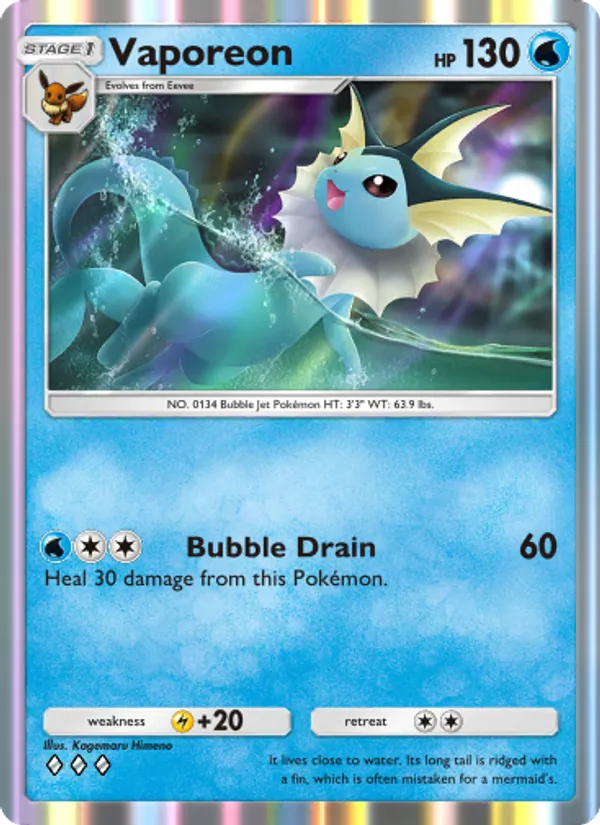Vaporeon — Genetic Apex #080 (Pokémon TCG card)