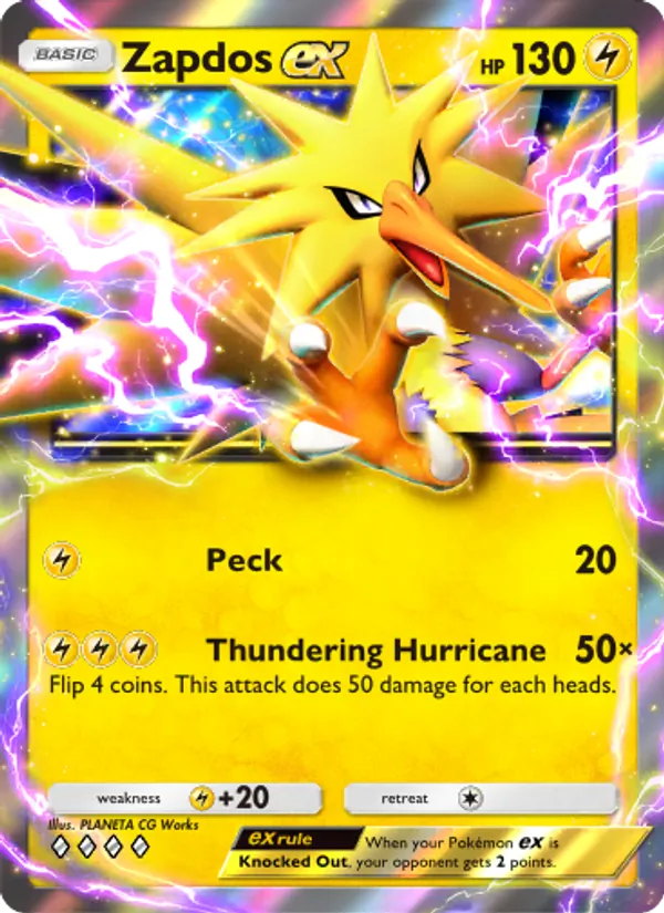 Zapdos ex — Genetic Apex #104 (Pokémon TCG card)