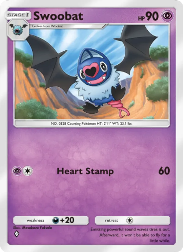 Swoobat — Genetic Apex #134 (Pokémon TCG card)