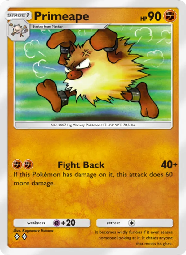 Primeape — Genetic Apex #142 (Pokémon TCG card)