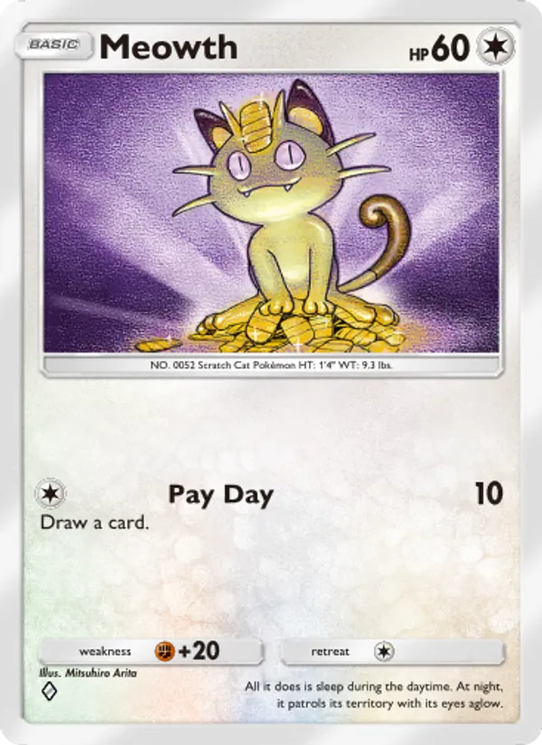 Meowth — Genetic Apex #196 (Pokémon TCG card)