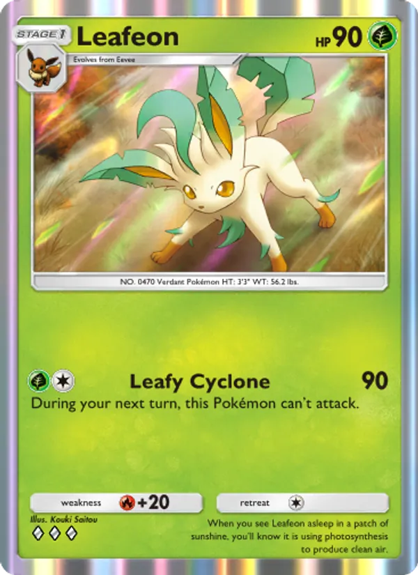 Leafeon — Space-Time Smackdown #020 (Pokémon TCG card)