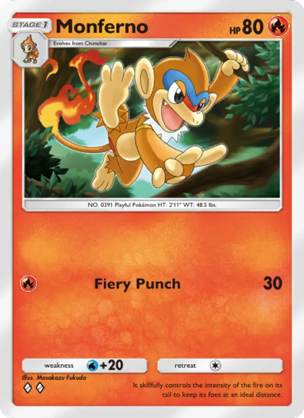 Monferno — Space-Time Smackdown #028 (Pokémon TCG card)