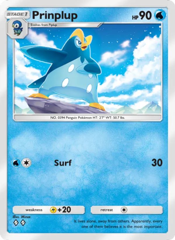 Prinplup — Space-Time Smackdown #036 (Pokémon TCG card)