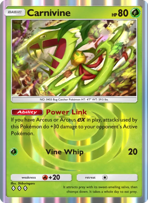 Carnivine — Triumphant Light #009 (Pokémon TCG card)