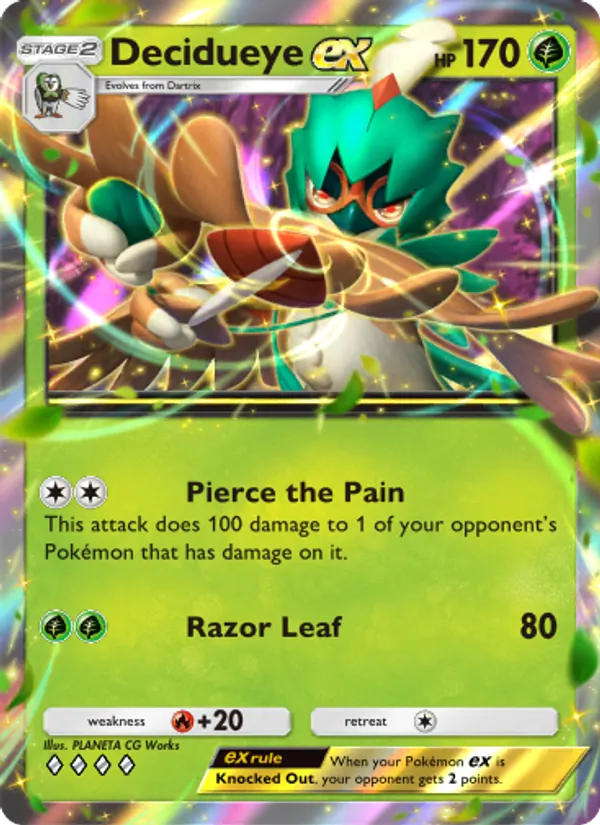 Decidueye ex — Celestial Guardians #012 (Pokémon TCG card)