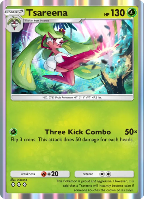 Tsareena — Celestial Guardians #020 (Pokémon TCG card)