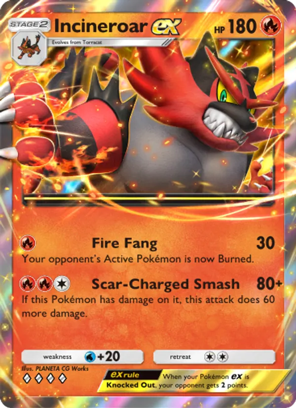 Incineroar ex — Celestial Guardians #033 (Pokémon TCG card)