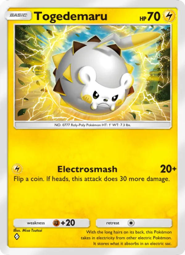 Togedemaru — Celestial Guardians #067 (Pokémon TCG card)