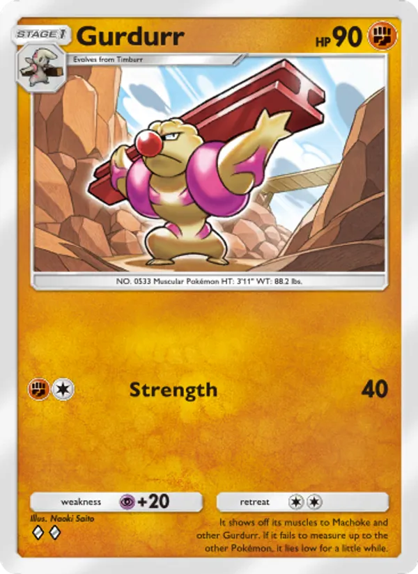 Gurdurr — Celestial Guardians #095 (Pokémon TCG card)