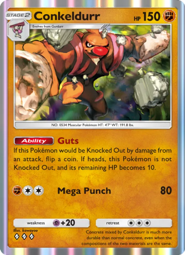 Conkeldurr — Celestial Guardians #096 (Pokémon TCG card)