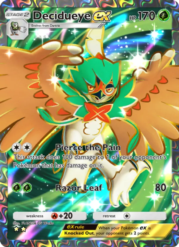 Decidueye ex — Celestial Guardians #180 (Pokémon TCG card)