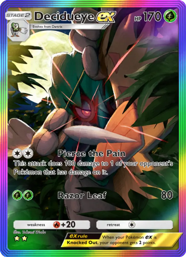 Decidueye ex — Celestial Guardians #198 (Pokémon TCG card)
