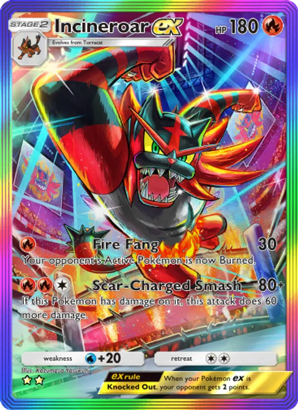 Incineroar ex — Celestial Guardians #200 (Pokémon TCG card)