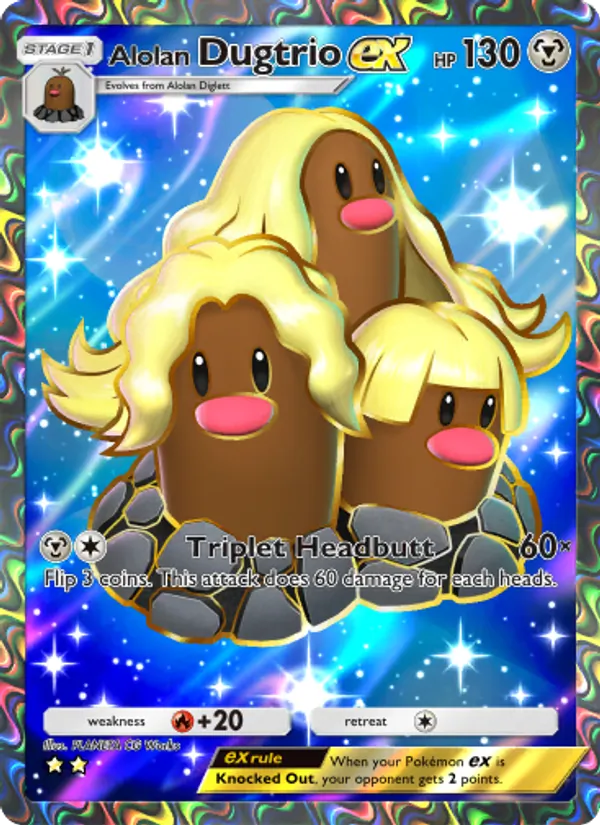 Alolan Dugtrio ex — Extradimensional Crisis #080 (Pokémon TCG card)
