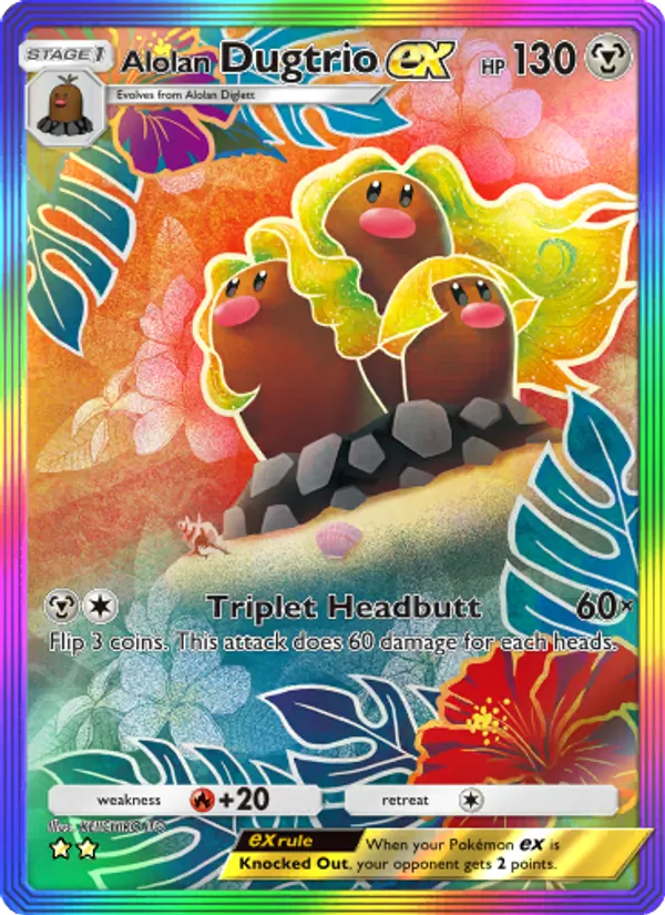 Alolan Dugtrio ex — Extradimensional Crisis #087 (Pokémon TCG card)