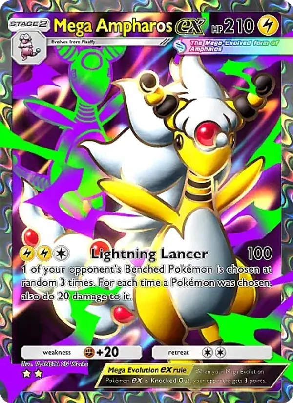 Mega Ampharos ex — Mega Rising #258 (Pokémon TCG card)