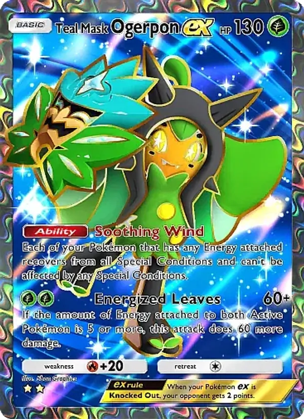 Teal Mask Ogerpon ex — Fantastical Parade #180 (Pokémon TCG card)
