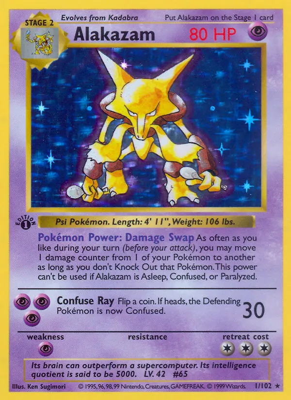 Alakazam — Base Set #1 (Pokémon TCG card)