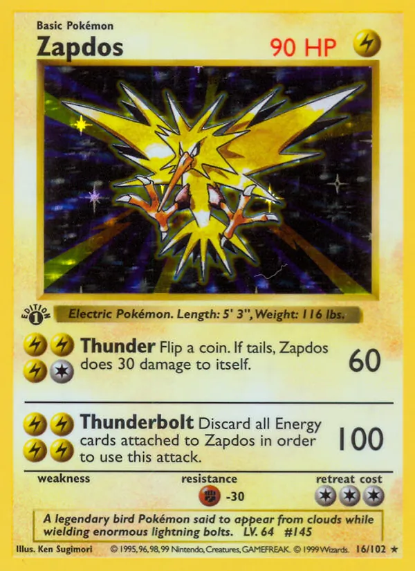 Zapdos — Base Set #16 (Pokémon TCG card)