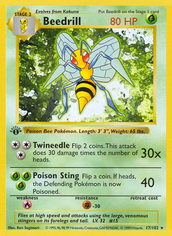 Beedrill — Base Set #17 (Pokémon TCG card)