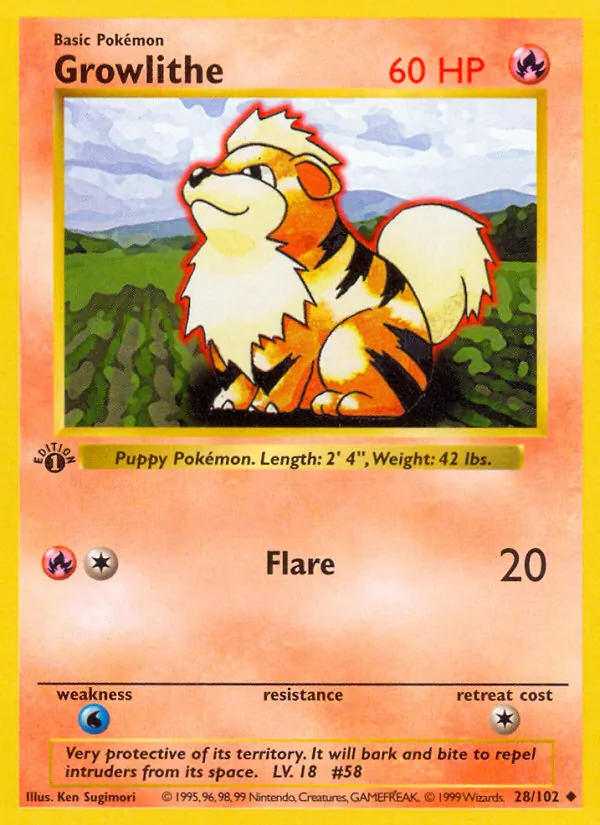 Growlithe — Base Set #28 (Pokémon TCG card)