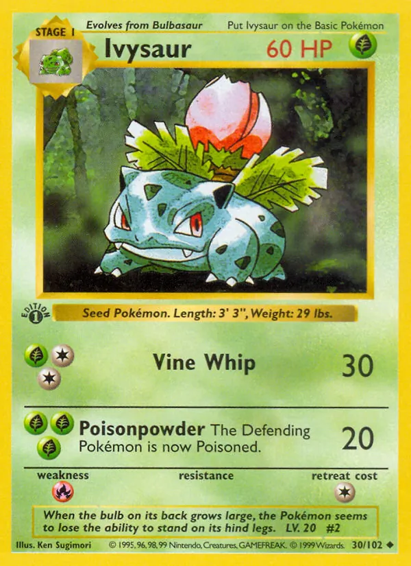Ivysaur — Base Set #30 (Pokémon TCG card)