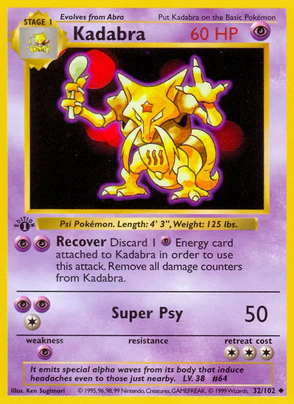 Kadabra — Base Set #32 (Pokémon TCG card)