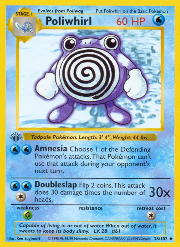 Poliwhirl — Base Set #38 (Pokémon TCG card)