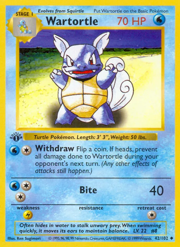 Wartortle — Base Set #42 (Pokémon TCG card)