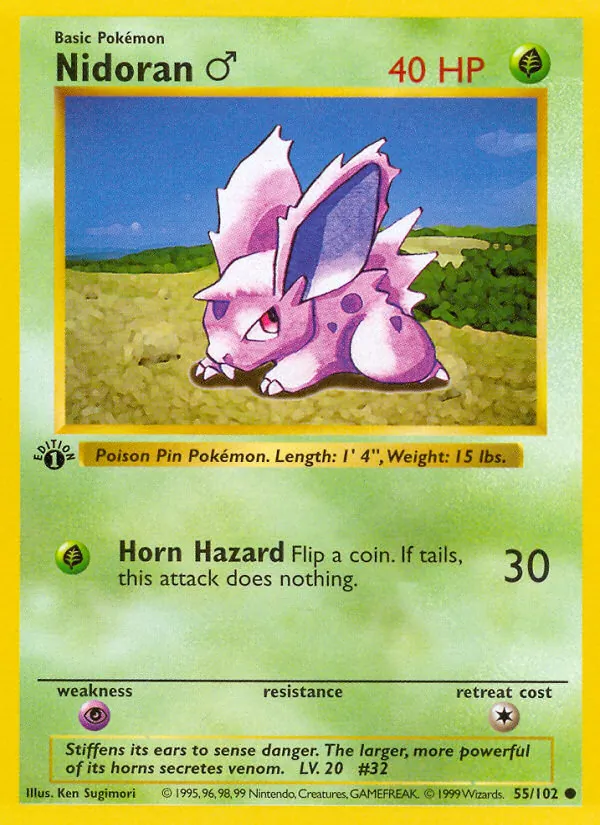Nidoran♂ — Base Set #55 (Pokémon TCG card)