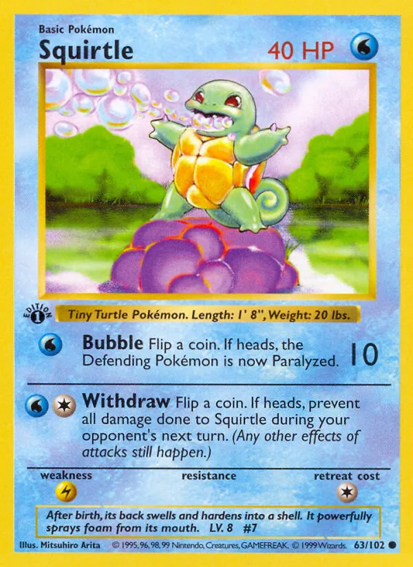 Squirtle — Base Set #63 (Pokémon TCG card)