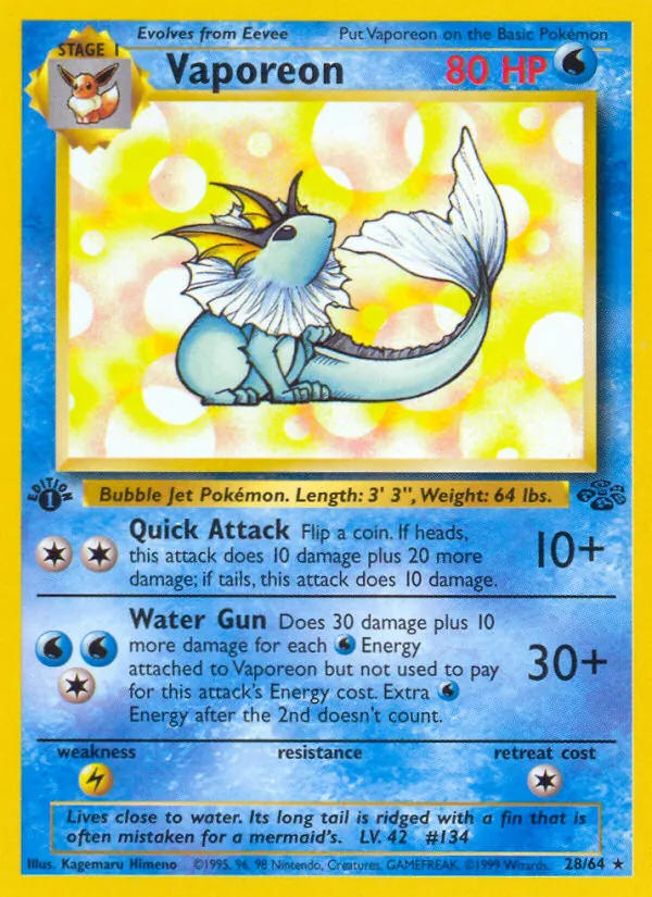 Vaporeon — Jungle #28 (Pokémon TCG card)